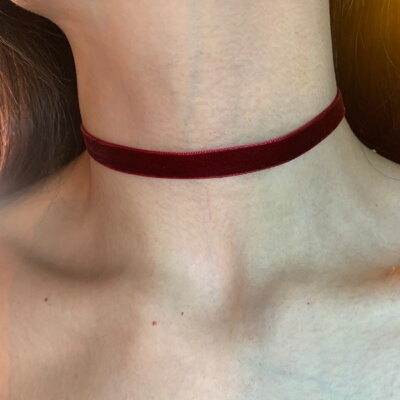 波尔多红细款红色丝绒choker