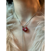 抽拉式 显白 红色土星吊坠项链女小众个性 锁骨链日常百搭高级感潮