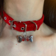 棠洛 亚文化辣妹颈圈潮 红色小狗丝绒皮带扣choker项圈女独特个性
