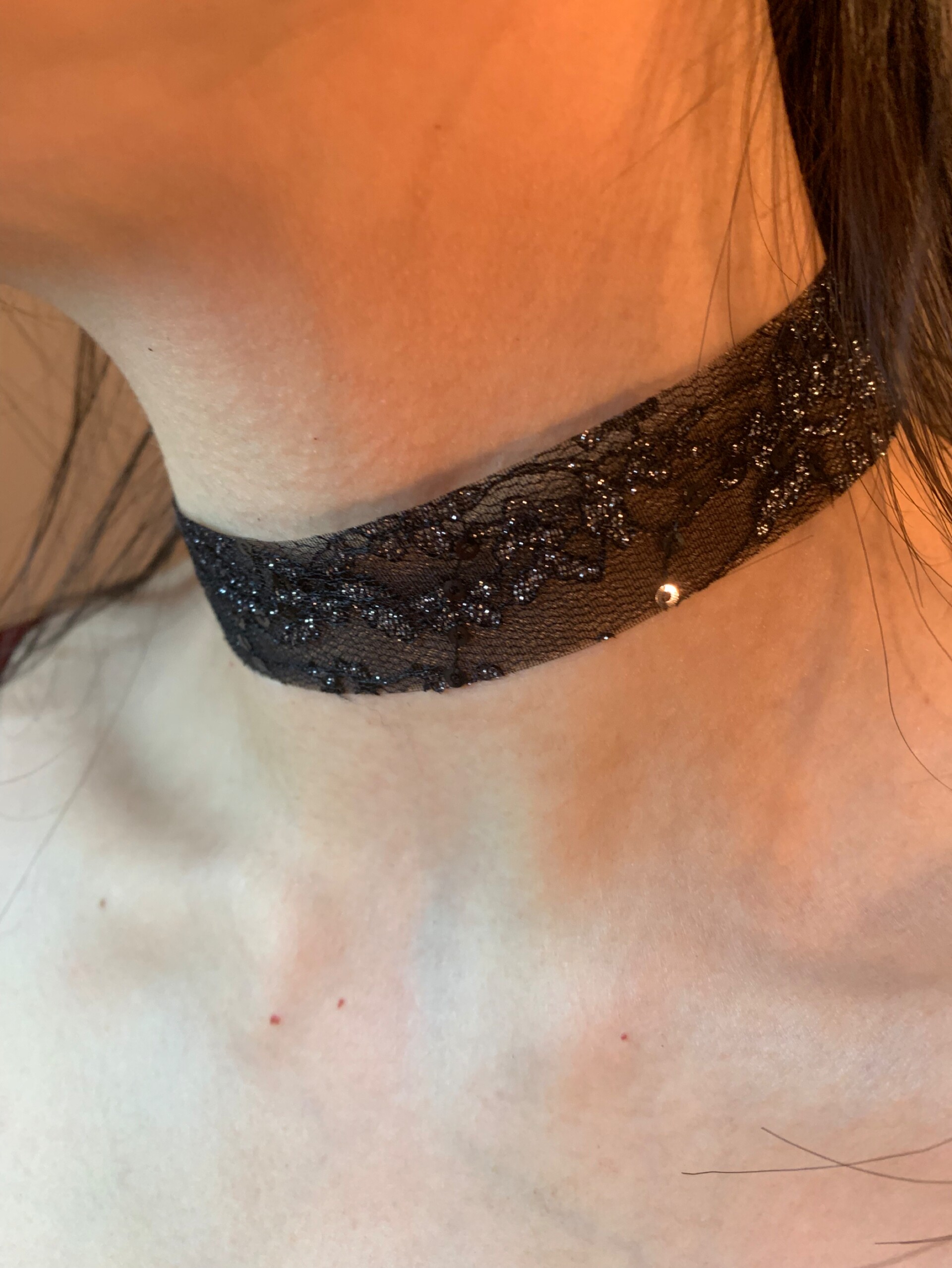 棠洛 手作款黑色蕾丝亮片choker颈链女辣妹暗黑脖颈链小众项圈潮