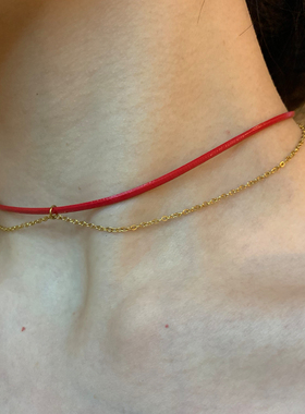 超显白~红色软皮革流苏choker颈链女小众个性锁骨链辣妹细项链潮