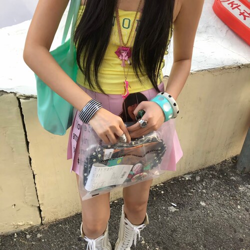 棠洛 y2k千禧辣妹条纹波点手镯女个性夸张手环叠戴彩色手饰2026新