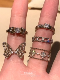 棠洛 ins感指环日常百搭戒圈潮 咖金色系列高级感食指戒指小众个性