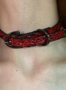 枪黑红 鳄鱼纹皮带扣choker女辣妹项圈小众高级感颈链配饰2024新