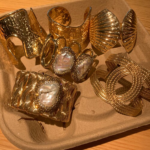 合集！金色夸张轻奢款手镯女宽版金属辣妹手环波西米亚风手饰品潮