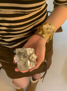 棠洛 夸张宽版立体花朵手镯女个性独特手环欧美ins风手饰品2026潮