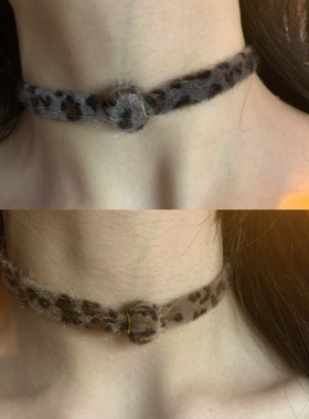 豹纹毛绒颈链女秋冬氛围感毛茸茸项链高级感百搭2026新款潮