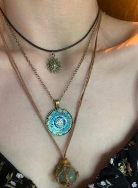 棠洛 vintage曼陀罗花朵多层项叠戴女欧美度假风碎石项链高级感潮