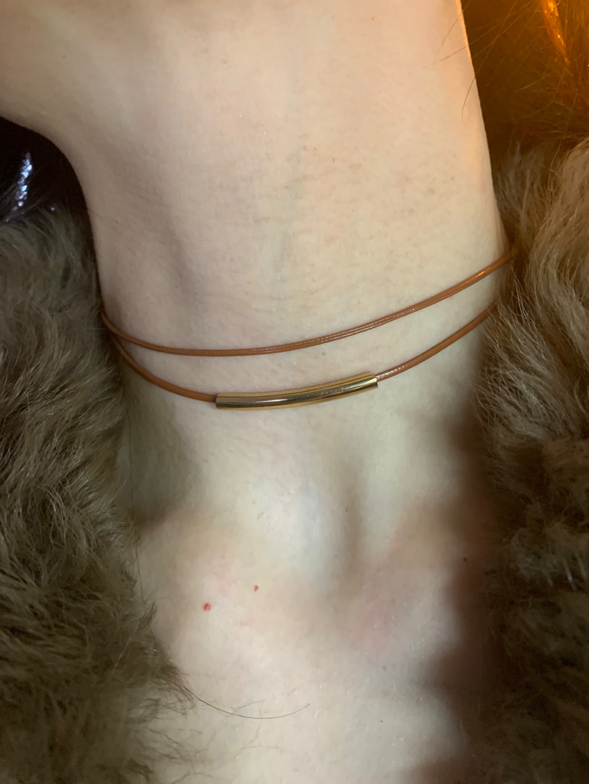 咖色弯管复古choker颈链女显脖子细双层叠戴锁骨链高级感项圈颈带图片