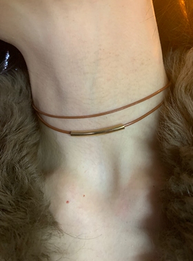 咖色弯管复古choker颈链女显脖子细双层叠戴锁骨链高级感项圈颈带