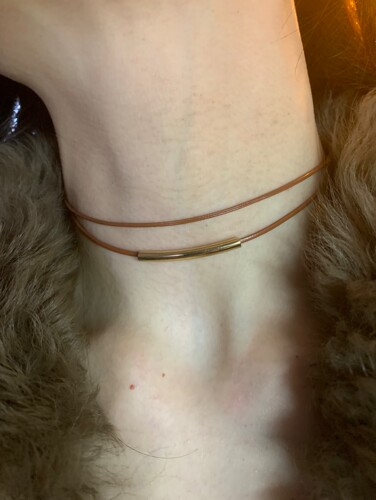 咖色弯管复古choker颈链女显脖子细双层叠戴锁骨链高级感项圈颈带