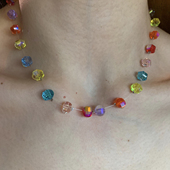 显白 彩虹水晶锁骨链女春夏高级感串珠项链小众独特度假风配饰潮