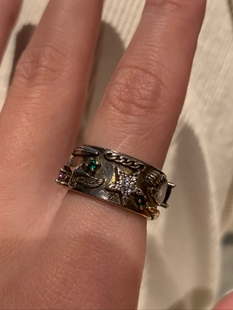 vintage 古着多元素飞鸟星星戒指女做旧食指戒指高级感废土辣妹风