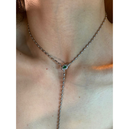 极简抽拉式灵蛇项链女高级感蛇项链可调节锁骨链潮显脖子细长项链