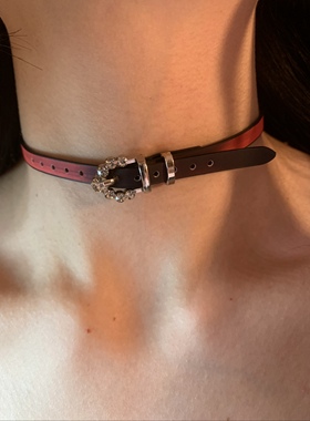 棠洛原创 细款温感色变choker颈链女红色软皮革项圈千禧辣妹风潮