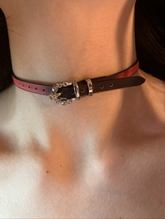 棠洛原创 细款温感色变choker颈链女红色软皮革项圈千禧辣妹风潮