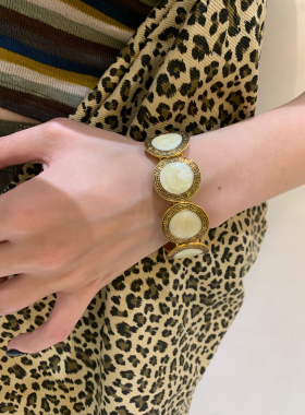 沙丘圆盘弹力手镯女小众vintage手环辣妹高级感手饰品个性冷淡风