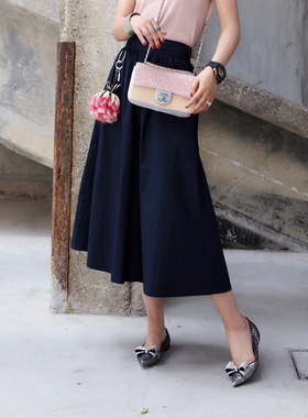 PENNYPENG比啥都要藏肉显瘦 气质优雅 深海蓝圆扣纸袋裙裤E07002