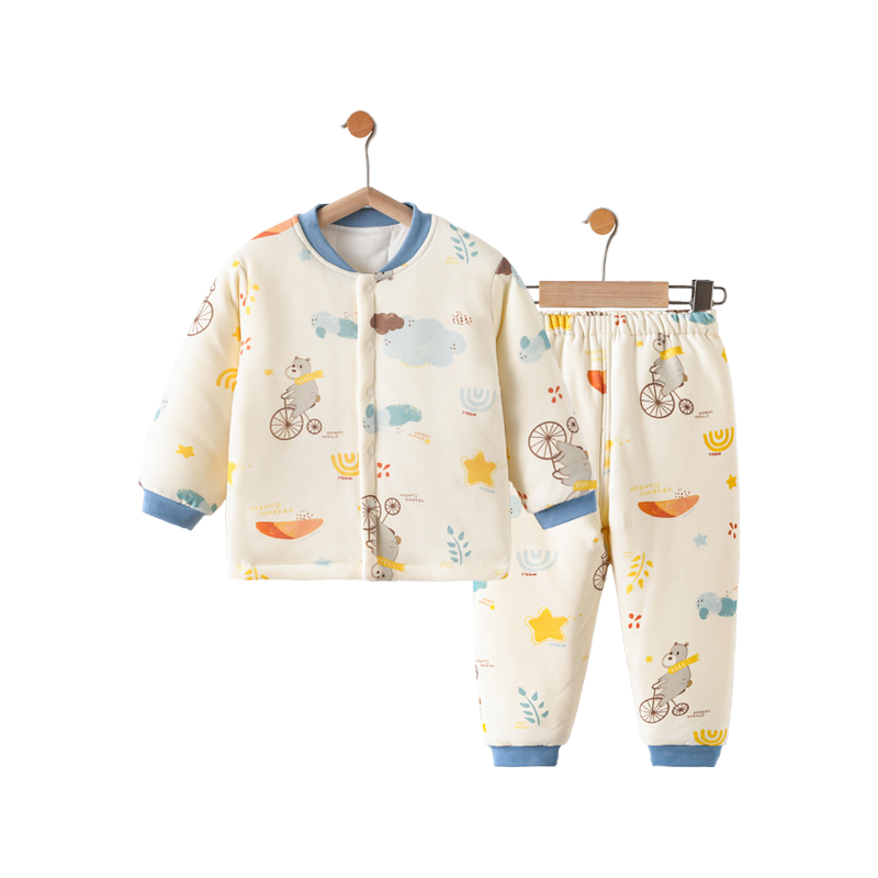 婴儿套装秋冬夹棉保暖衣服宝宝纯棉分体家居服儿童棉衣裤加厚冬装