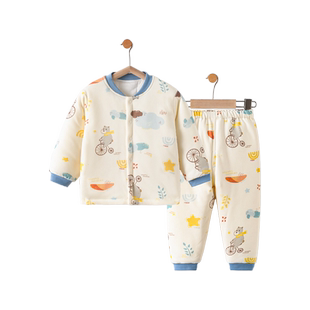 婴儿套装秋冬夹棉保暖衣服宝宝纯棉分体家居服儿童棉衣裤加厚冬装