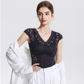 背心女免穿文胸塑身衣 蕾丝美背桑蚕丝提花小飞袖 2026新款 外贸法式