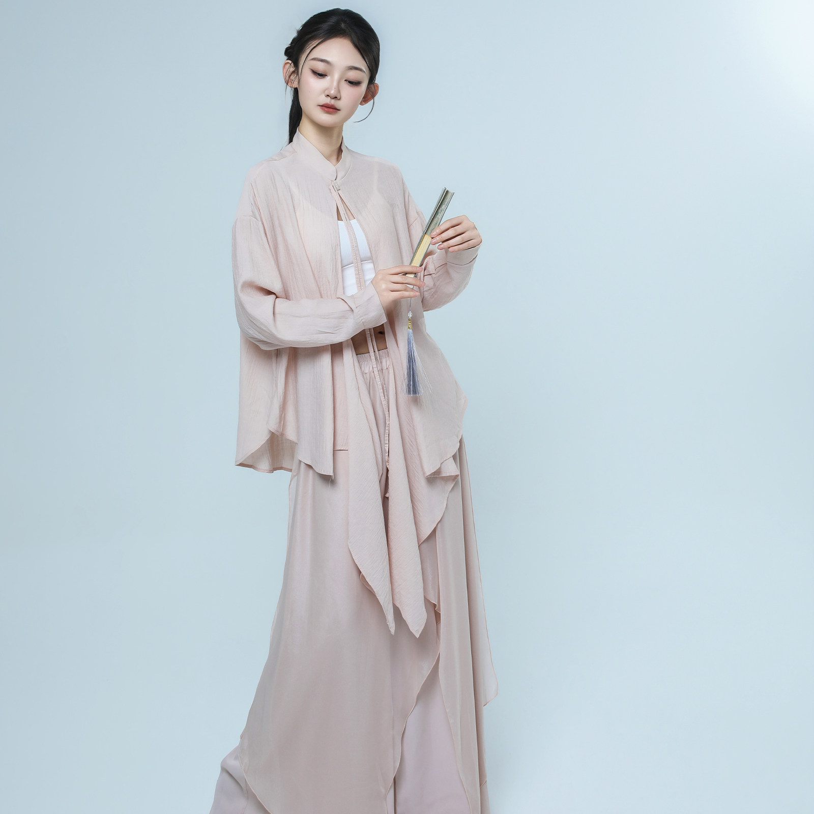 朵棠现代舞练功服飘逸宽松衬衫上衣中国舞现代舞练功服舞蹈服女图片