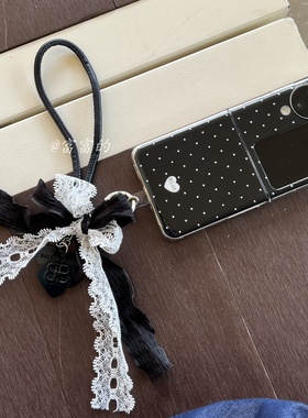 imd黑色波点爱心适用zflip5/荣耀magicvflip2/小米mixflip折叠手机壳