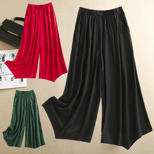 棉绸阔腿裤 女裤 裙裤 春夏民族风印染花裤 潮 妈妈装 舞蹈裤 中老年大码