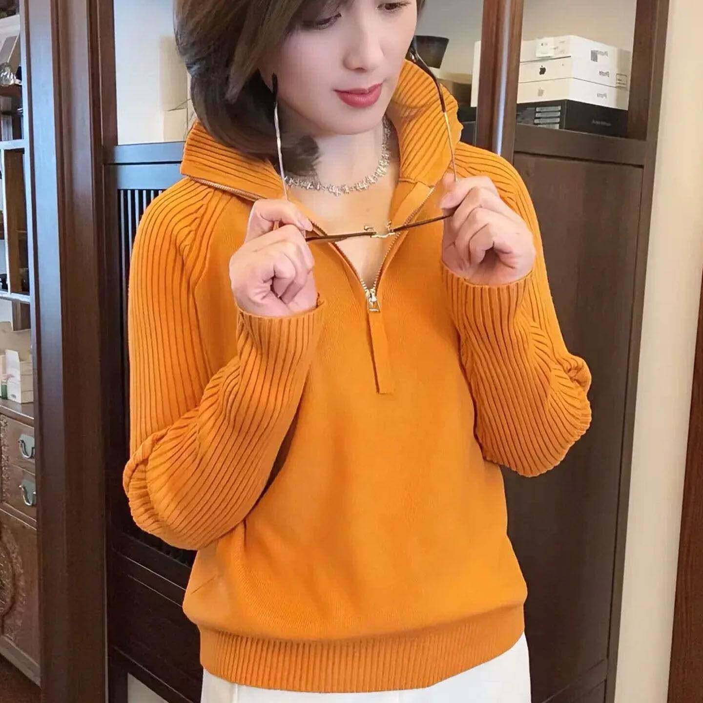 欧货设计感半拉链套头加厚毛衣2025冬季纯色简约百搭羊绒针织衫女