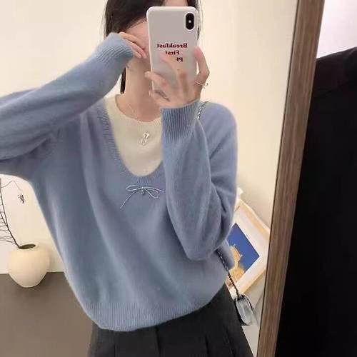 2025NPL秋冬看新假两毛件超好内搭套头衣女款针织打底衫圆领宽松