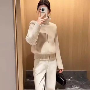 高级感短小BJH个子高领款织拼针接貂毛衣皮草外套女设计感小众上