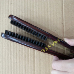 梳自然吹直发梳大S狂赞.实木猪鬃毛直发夹梳/吹直发V型梳子 耐热