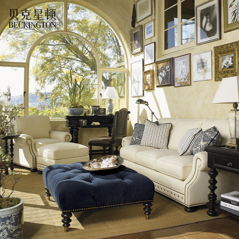 美式简约棉麻布艺双三人沙发可拆洗欧式客厅全实木单人沙发休闲椅