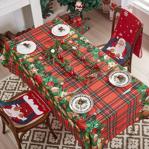New tablecloth Christmas red themed dining table cloth台布