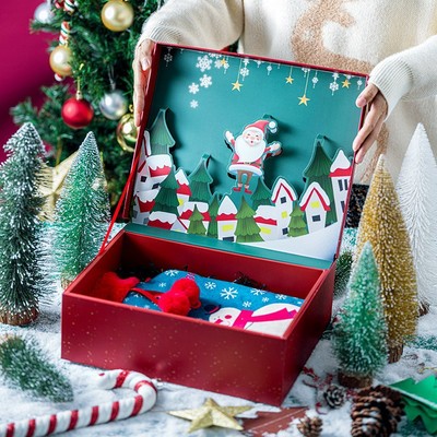 Christmas 3D gift box, large scarf, thermos cup gift包装盒