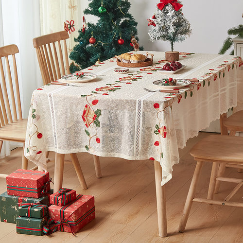 American Christmas tablecloth lace table mat美式圣诞台布