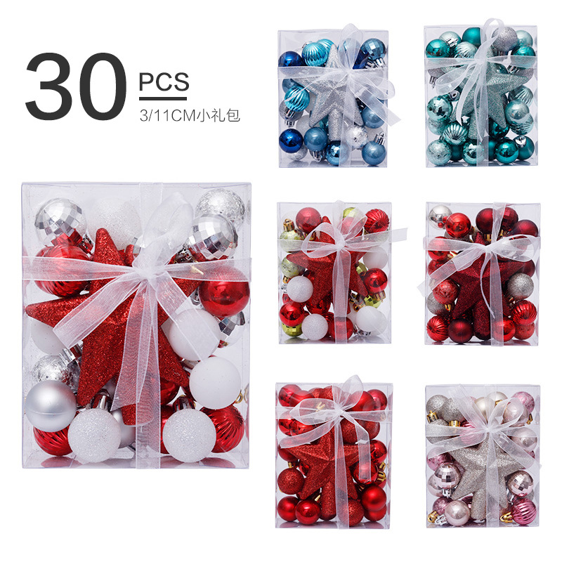 3cm/30 Christmas Ball Tree Top Star Gift Box Set圣诞球树顶