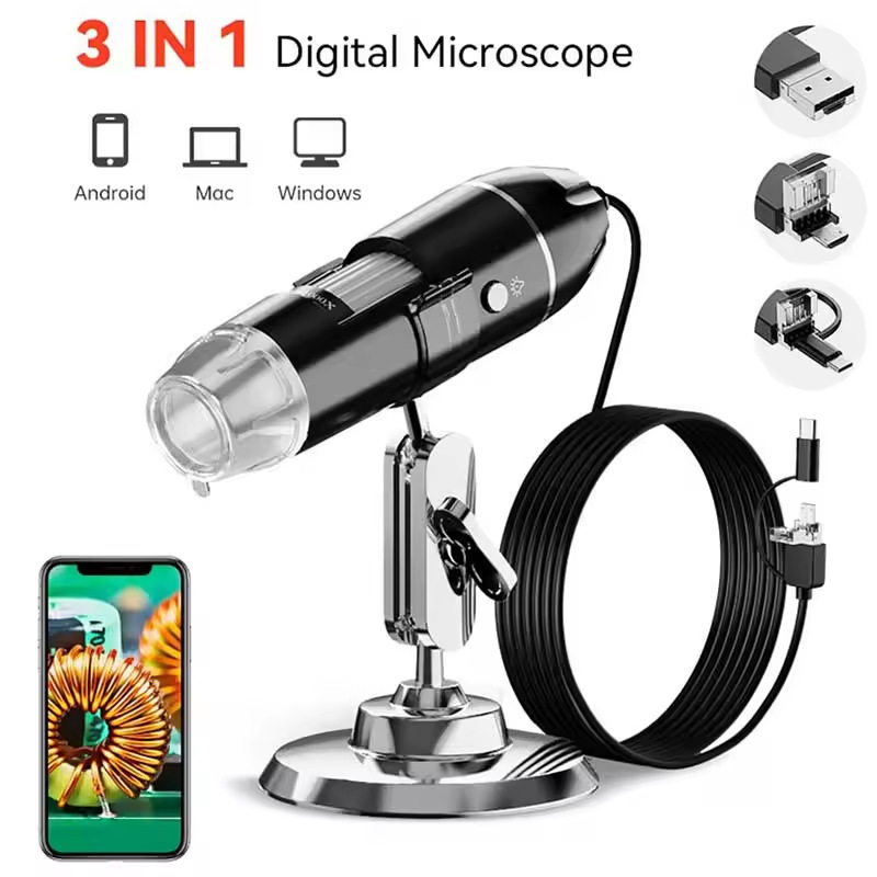 English version 3-in-1 microscope 1600x electron microscope