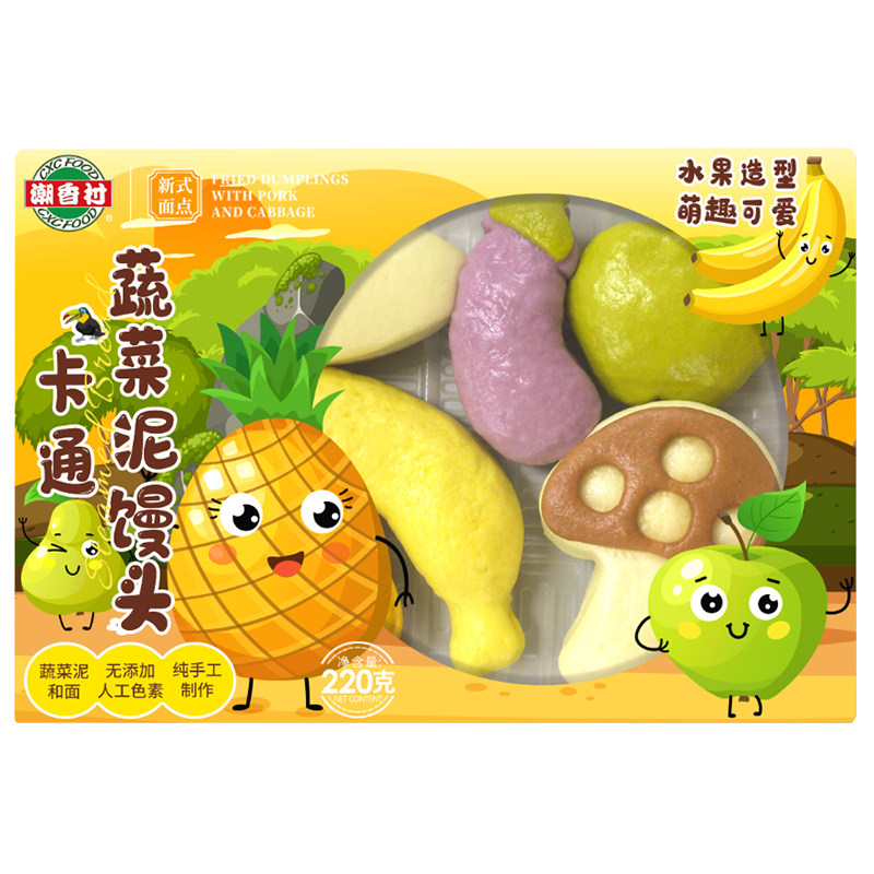 潮香村蔬菜泥馒头动物水果造型220g儿童早餐馒头加热即食半成品