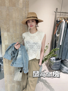 2026夏季新款 亚麻镂空针织马甲女 外搭叠穿无袖背心 均码宽松