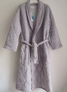 棉花堡棉袍秋冬男士睡袍浴袍针织夹棉保暖睡衣长款全棉浴袍40638