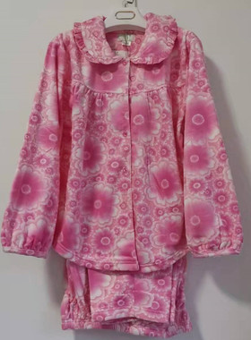 棉花堡睡衣女秋冬款压花薄珊瑚绒翻领长袖保暖家居服套装A30781