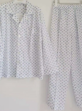 棉花堡家居服男春夏超薄梭织棉长袖长裤印花棉布睡衣套装22085