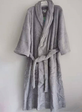 棉花堡秋冬男款睡袍双面珊瑚绒加厚加肥保暖长袍浴袍31329