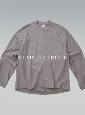 STABLE CIRCLE 25aw 立体微弯刀剪裁长袖T恤宽松纯色中线拼接上衣