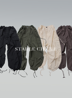 STABLE CIRCLE 25ss 轻薄型尼龙防泼水速干伞兵裤baggy阔腿工装裤