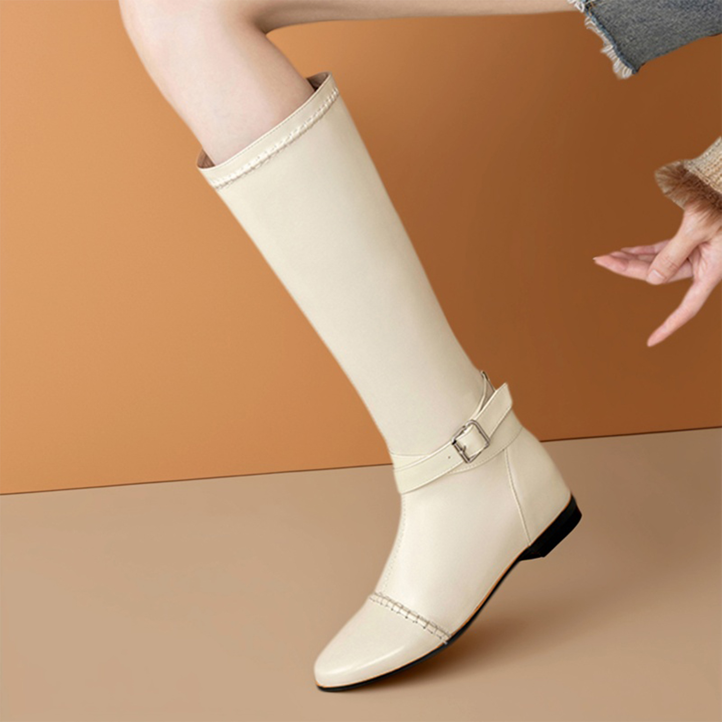 真皮长筒靴女2025年秋冬新款