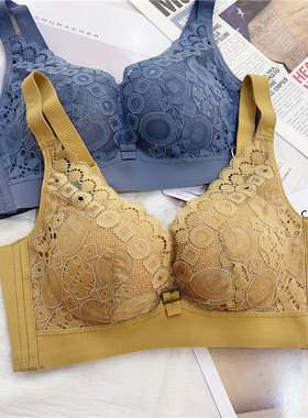 古妃28403小胸聚拢中厚杯无钢圈内衣女调整型收副乳蕾丝上托文胸