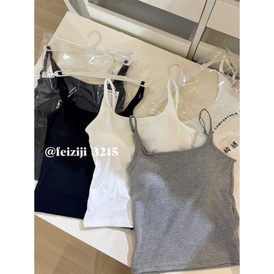 妃子纪U型美背带胸垫吊带背心女