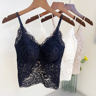 米娅林吊带美背心式 春夏带胸垫内搭蕾丝裹抹胸 文胸内衣女性感法式